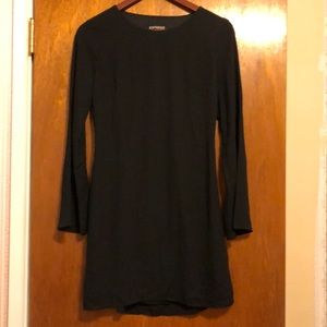Black bell sleeve open back dress
